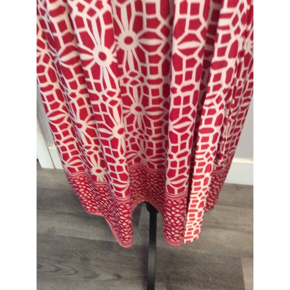 Tacera Red White Floral front zip Dress Plus size 2X VNC V Neck - Picture 2 of 5